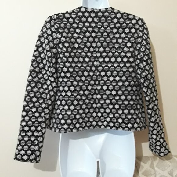 Banana Republic Blazer Black White Geometric Patterned Textured Jacket Size 0 - Picture 6 of 6